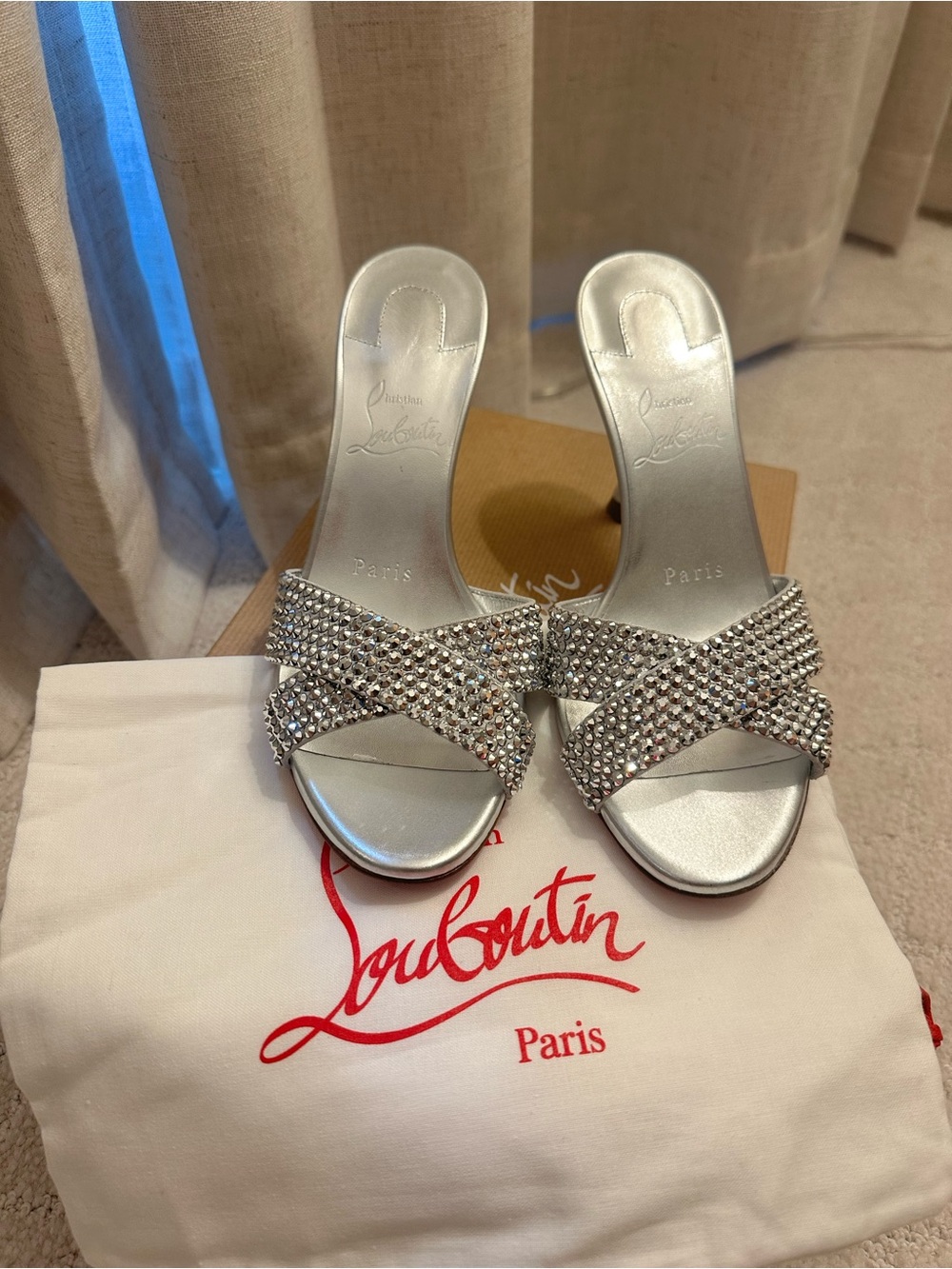 Christian Louboutin “Mariza Is Back” silver 36.5 Heels BRAND NEW